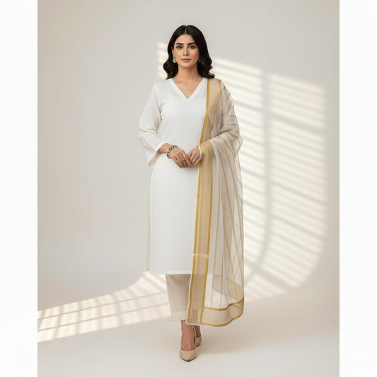 Royal Off-White Katan Silk 3-Piece Suit
