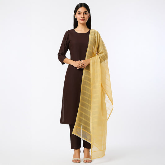 Royal Dark Chocolate Katan Silk 3-Piece Suit